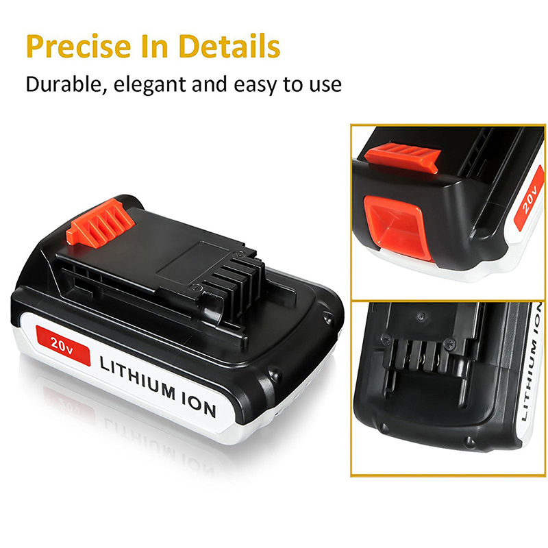 Li-ion 2000 มิลลิแอมป์ชั่วโมง 20 โวลต์เปลี่ยนแบตเตอรี่ไร้สายสำหรับ b Lack \u0026 D Ecker LB20, LBX20, LBX4020, LB2X4020 เครื่องมือ